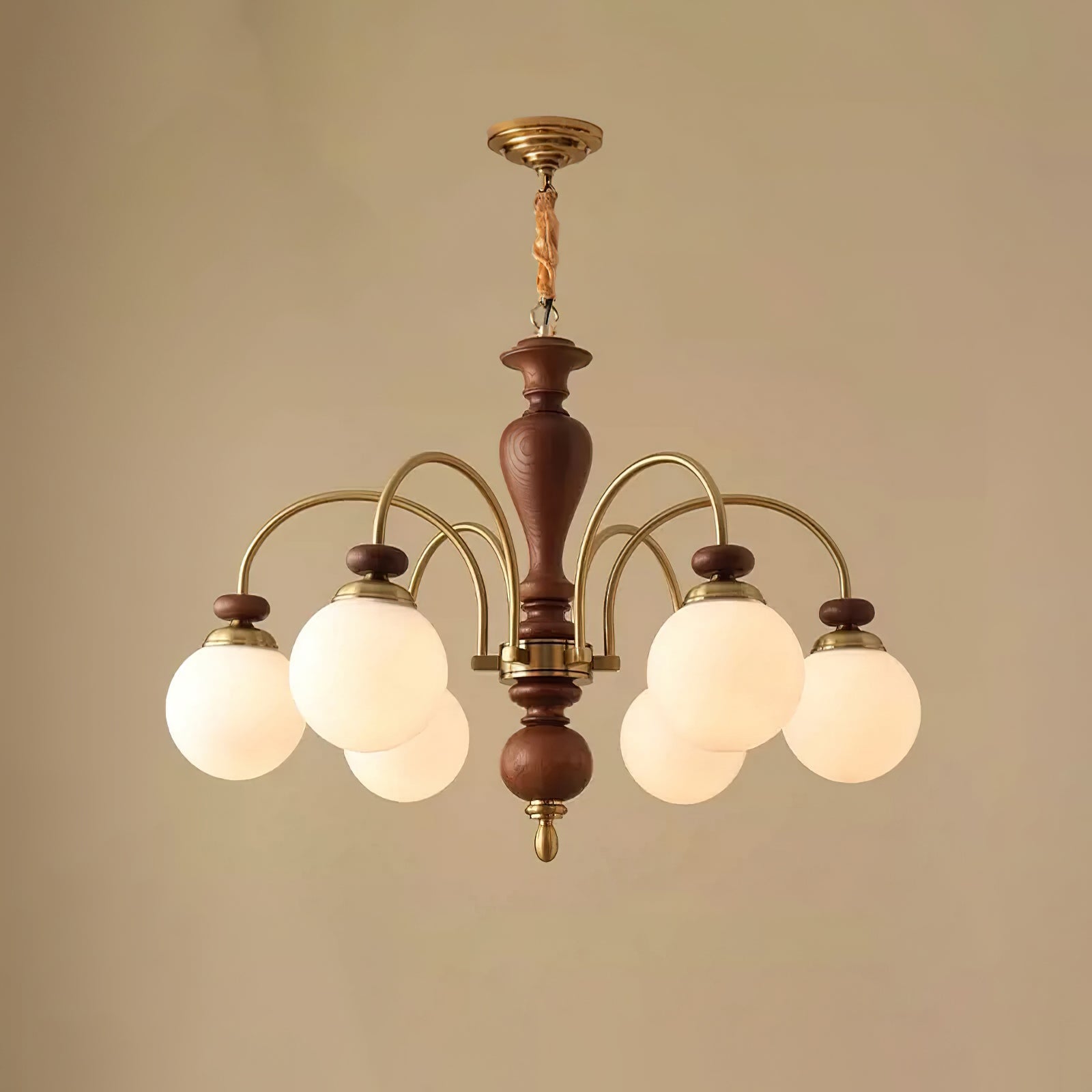 Solara Chandelier Classic Wooden Brass - Neutral Decor