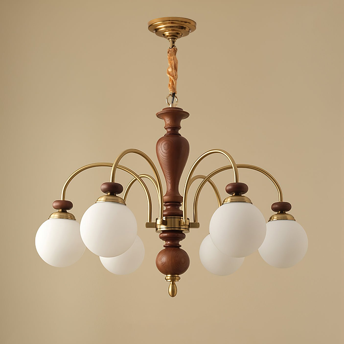 Solara Chandelier Classic Wooden Brass - Neutral Decor