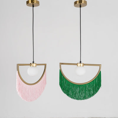 Sirove Pendant Lamp Fabric Fringe Globe Retro Bohemian