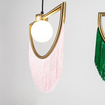 Sirove Pendant Lamp Fabric Fringe Globe Retro Bohemian
