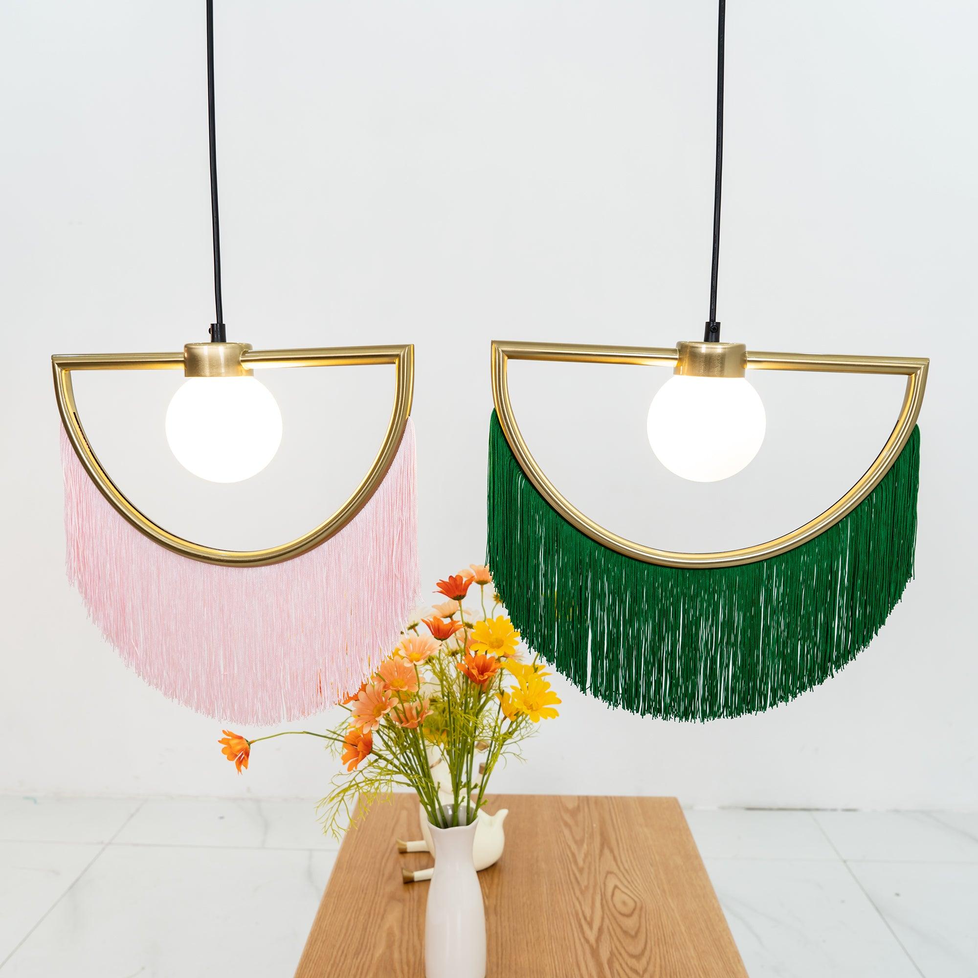 Sirove Pendant Lamp Fabric Fringe Globe Retro Bohemian