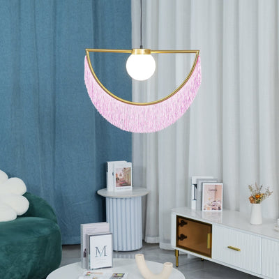 Sirove Pendant Lamp Fabric Fringe Globe Retro Bohemian