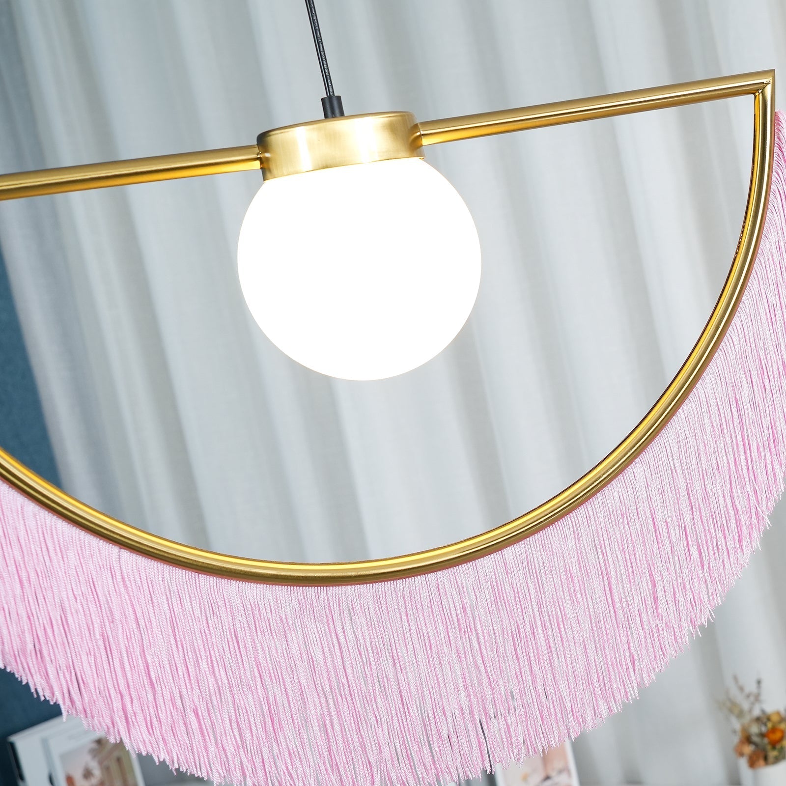 Sirove Pendant Lamp Fabric Fringe Globe Retro Bohemian