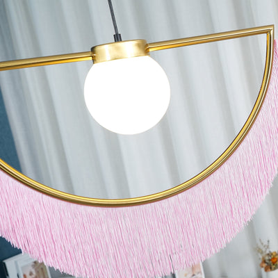 Sirove Pendant Lamp Fabric Fringe Globe Retro Bohemian