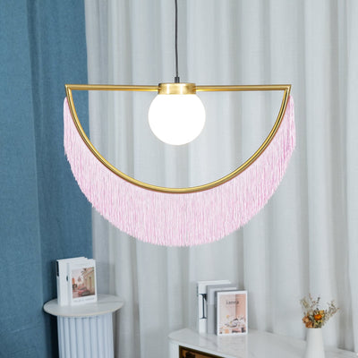 Sirove Pendant Lamp Fabric Fringe Globe Retro Bohemian