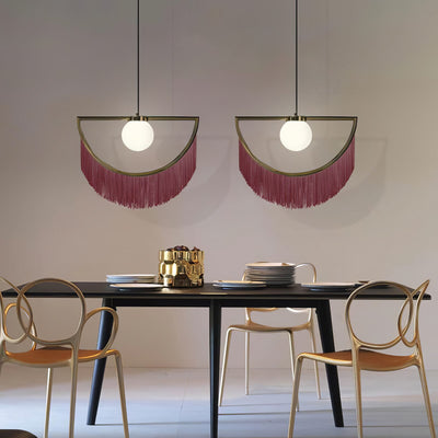 Sirove Pendant Lamp Fabric Fringe Globe Retro Bohemian