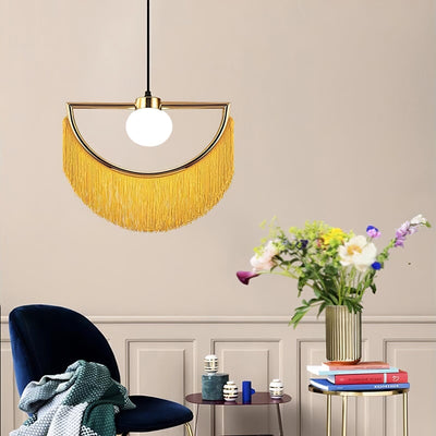 Sirove Pendant Lamp Fabric Fringe Globe Retro Bohemian