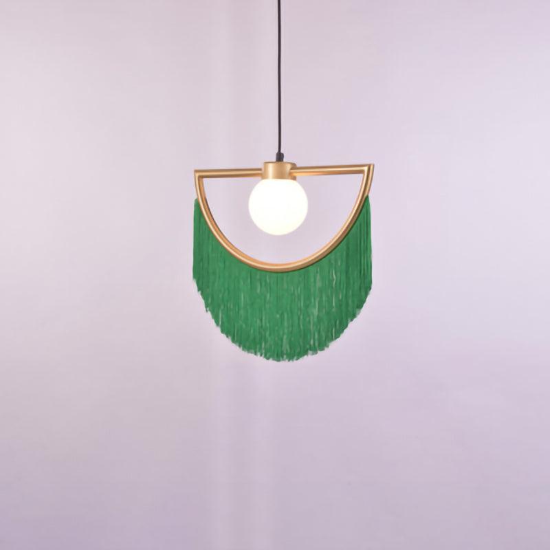 Sirove Pendant Lamp Fabric Fringe Globe Retro Bohemian