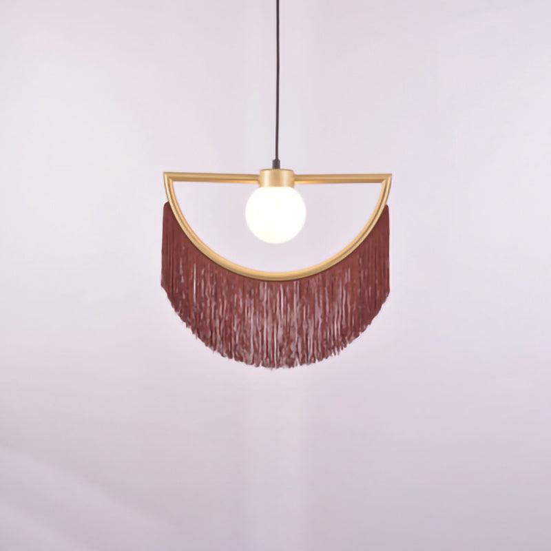 Sirove Pendant Lamp Fabric Fringe Globe Retro Bohemian
