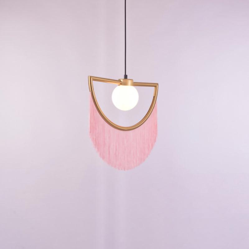 Sirove Pendant Lamp Fabric Fringe Globe Retro Bohemian