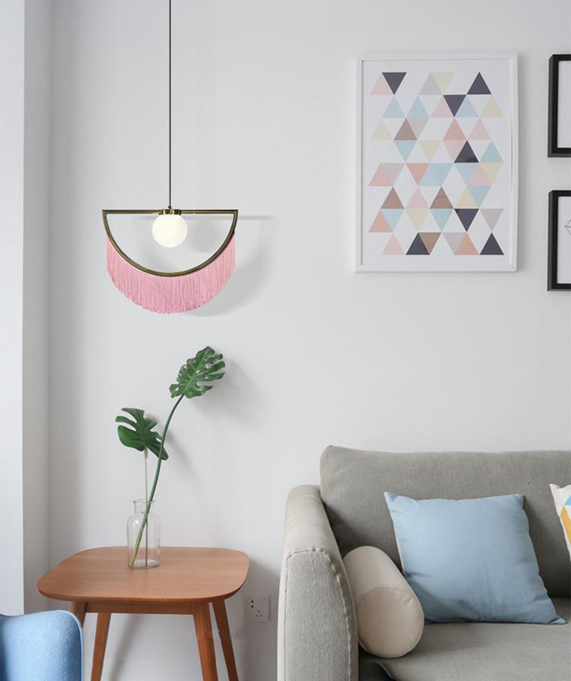 Sirove Pendant Lamp Fabric Fringe Globe Retro Bohemian