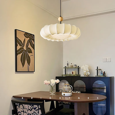 Embers Traditional Natural Veil Wood Fabric Pendant Light
