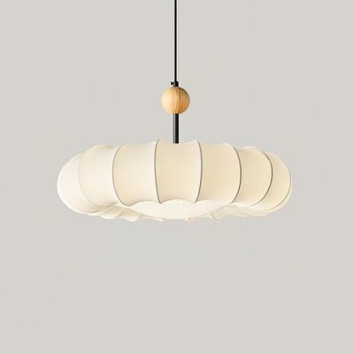 Embers Traditional Natural Veil Wood Fabric Pendant Light