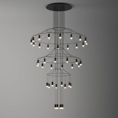 Tevenq Chandelier Lines Black Wireframe LED