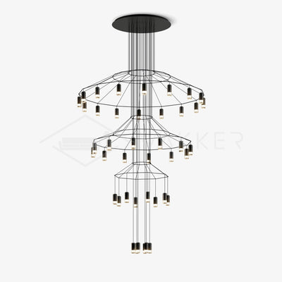 Tevenq Chandelier Lines Black Wireframe LED