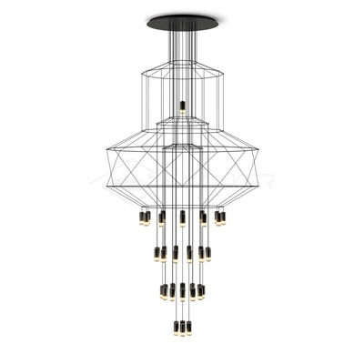 Tevenq Chandelier Lines Black Wireframe LED