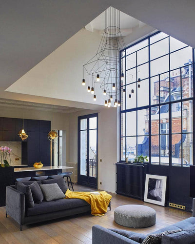 Tevenq Chandelier Lines Black Wireframe LED