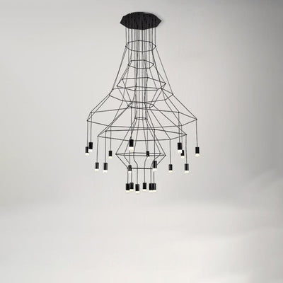 Tevenq Chandelier Lines Black Wireframe LED