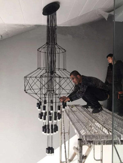 Tevenq Chandelier Lines Black Wireframe LED