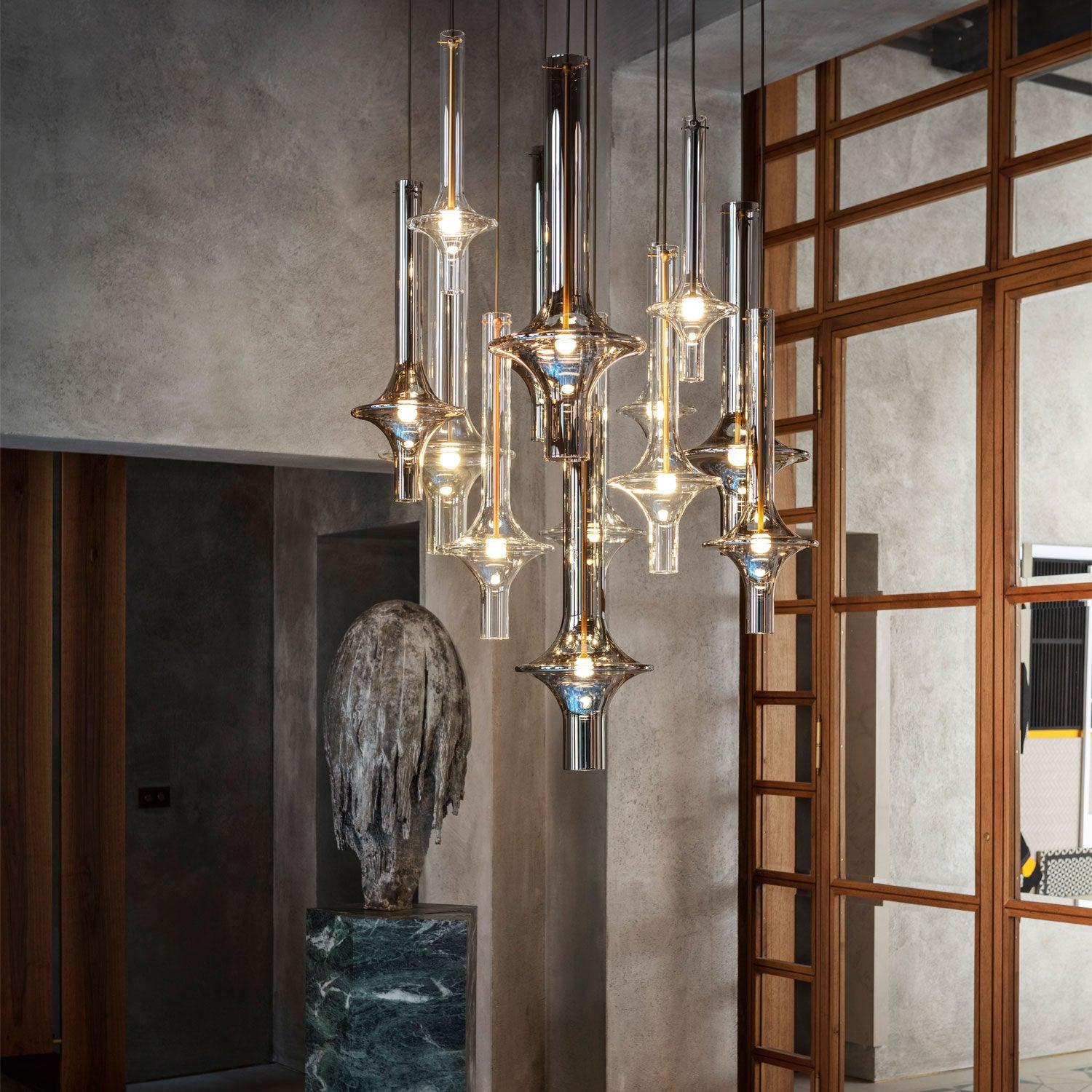 Sarenol Glass Industrial Glam Pendant Light