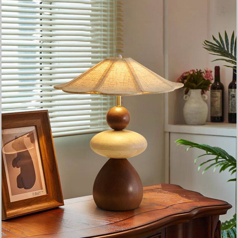 Sylvona Wood Pebble Table Lamp