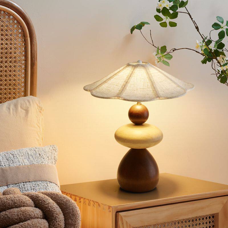 Sylvona Wood Pebble Table Lamp