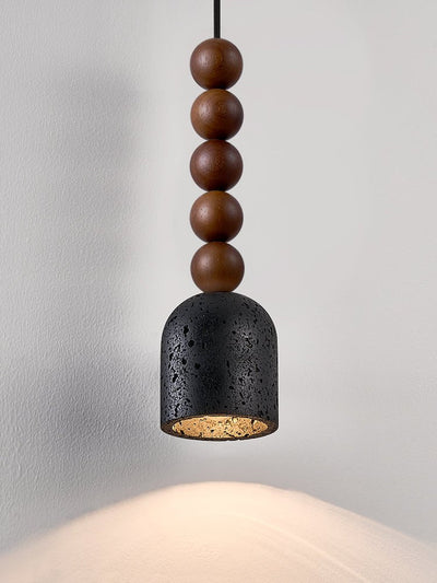 Tavirine Wood Bead Travertine Pendant Light