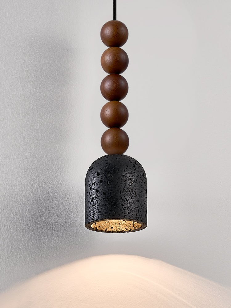 Tavirine Wood Bead Travertine Pendant Light