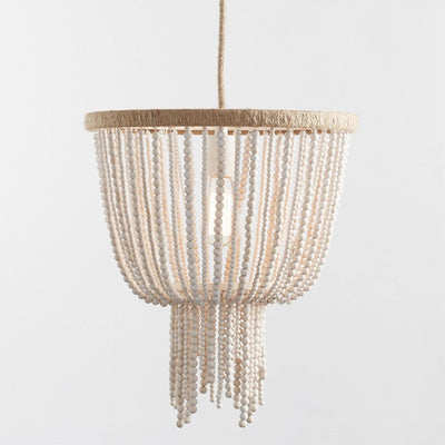 Himinuvyi Modern Beaded Wooden Rope Chandelier - Neutral Decor