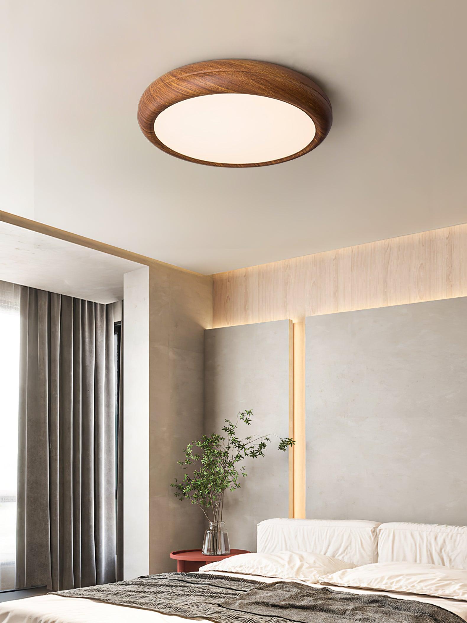 Niralel Ceiling Light Woodgrain Acrylic Round