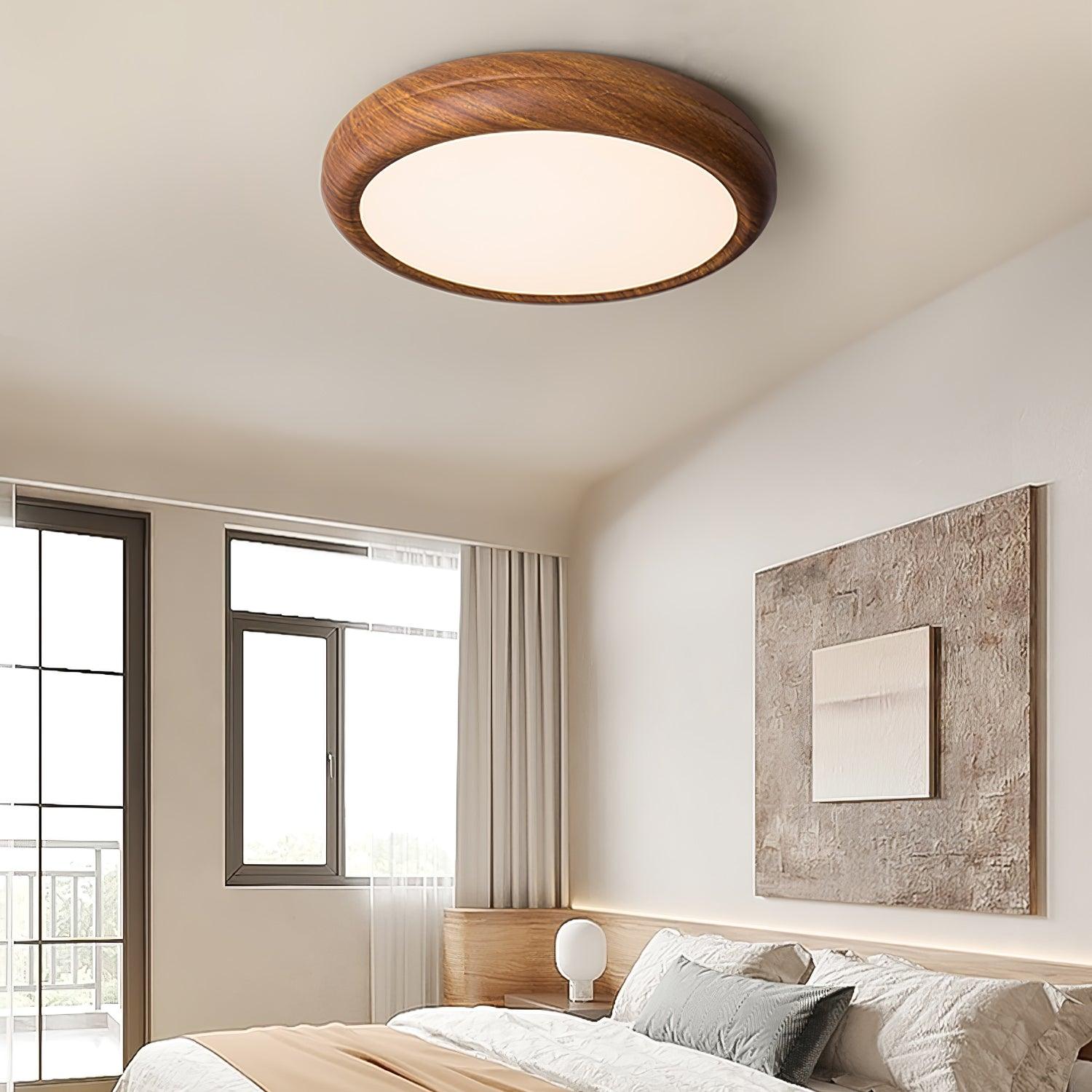 Niralel Ceiling Light Woodgrain Acrylic Round