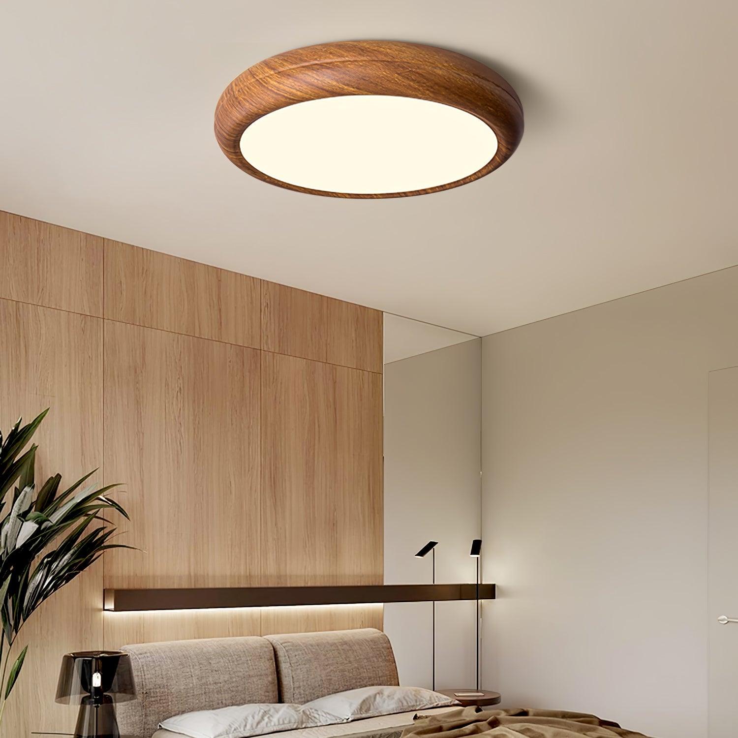 Niralel Ceiling Light Woodgrain Acrylic Round
