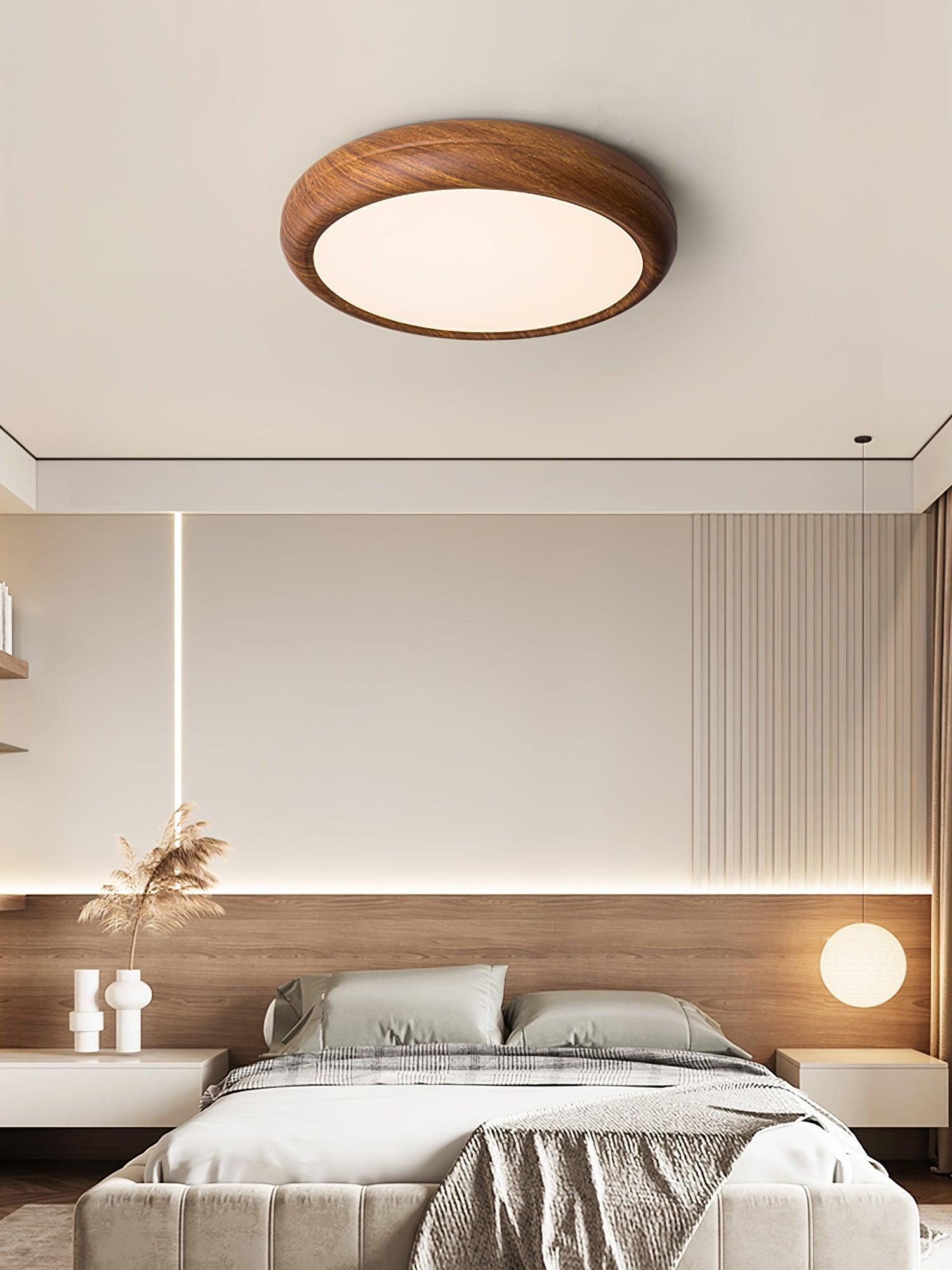 Niralel Ceiling Light Woodgrain Acrylic Round
