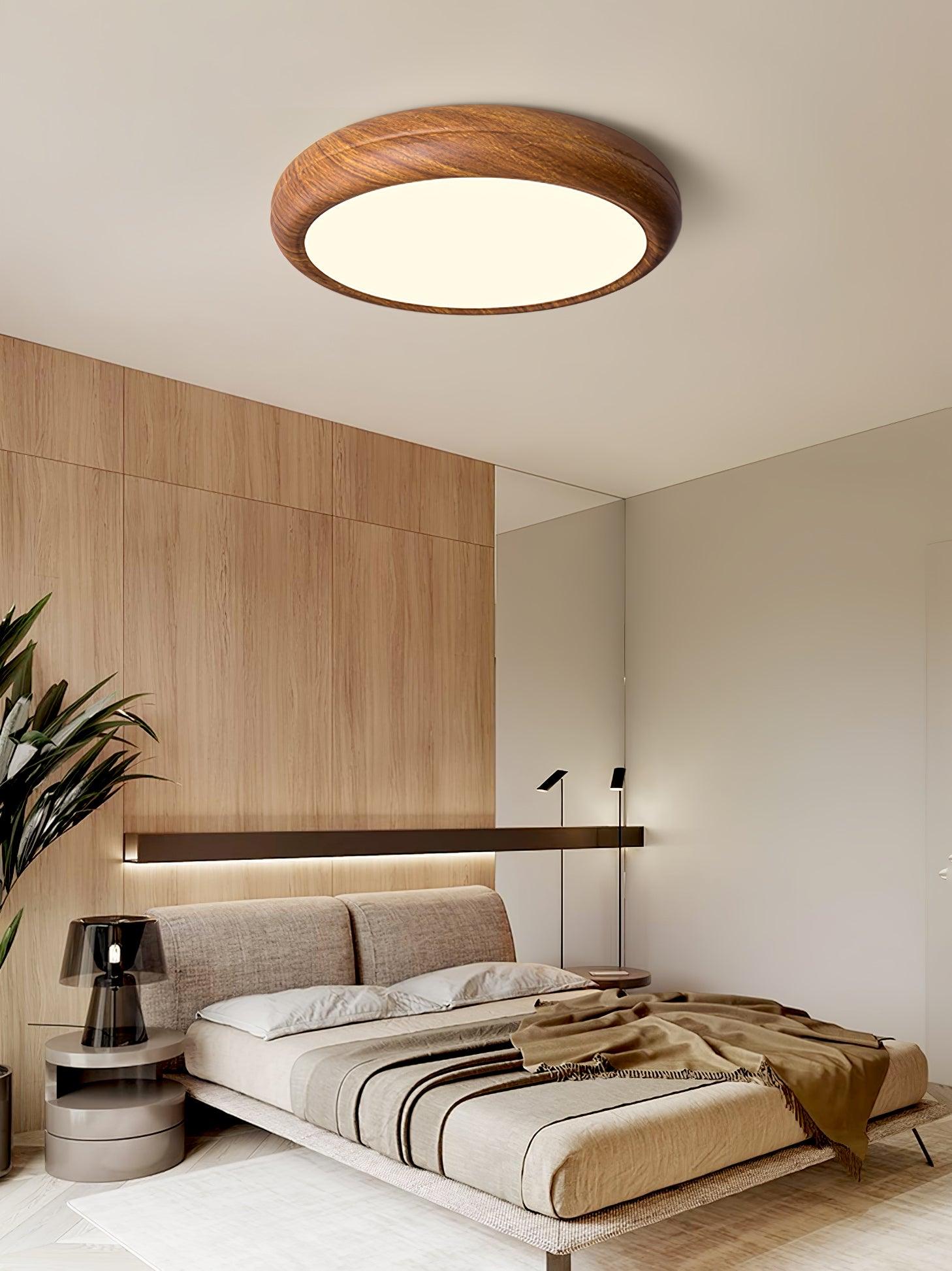 Niralel Ceiling Light Woodgrain Acrylic Round