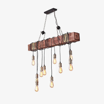 Wexb Chandelier Wooden Beam Edison Bulb Rustic Farmhouse