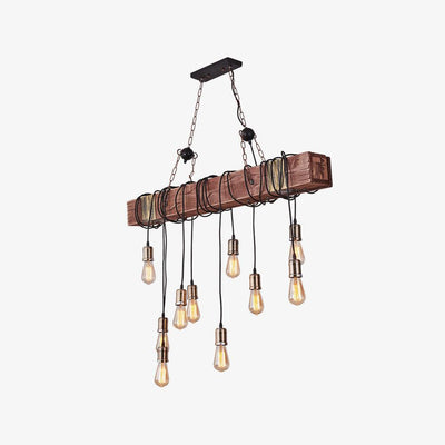 Wexb Chandelier Wooden Beam Edison Bulb Rustic Farmhouse