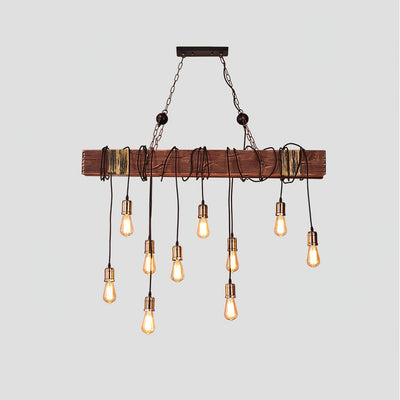 Wexb Chandelier Wooden Beam Edison Bulb Rustic Farmhouse