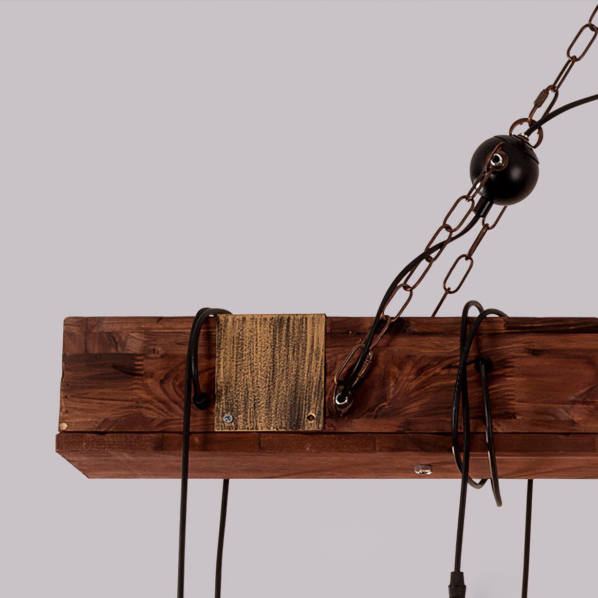 Wexb Chandelier Wooden Beam Edison Bulb Rustic Farmhouse