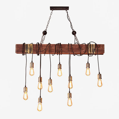 Wexb Chandelier Wooden Beam Edison Bulb Rustic Farmhouse