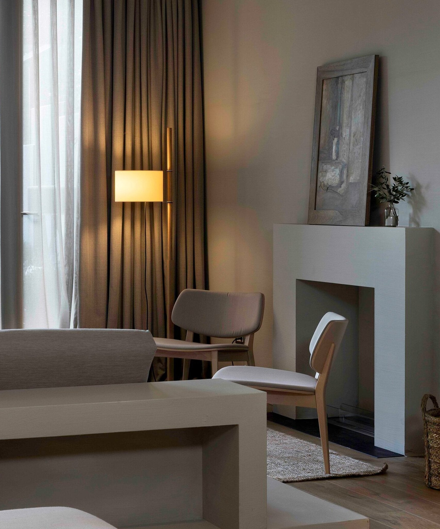Jex Wood Fabric Floor Lamp