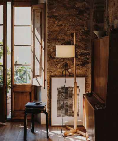 Jex Wood Fabric Floor Lamp