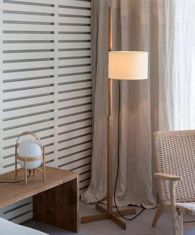 Jex Wood Fabric Floor Lamp