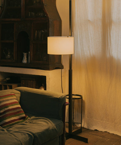 Jex Wood Fabric Floor Lamp