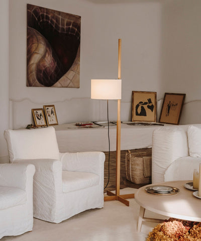 Jex Wood Fabric Floor Lamp