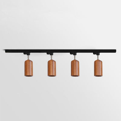 Elviian Ceiling Lamp Wood Track Adjustable Heads