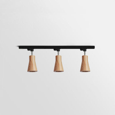 Elviian Ceiling Lamp Wood Track Adjustable Heads