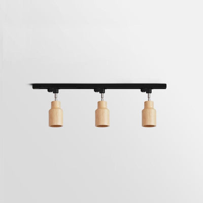 Elviian Ceiling Lamp Wood Track Adjustable Heads
