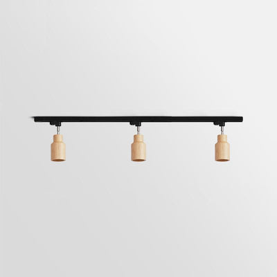 Elviian Ceiling Lamp Wood Track Adjustable Heads