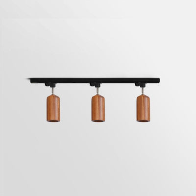 Elviian Ceiling Lamp Wood Track Adjustable Heads