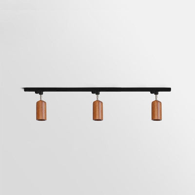 Elviian Ceiling Lamp Wood Track Adjustable Heads